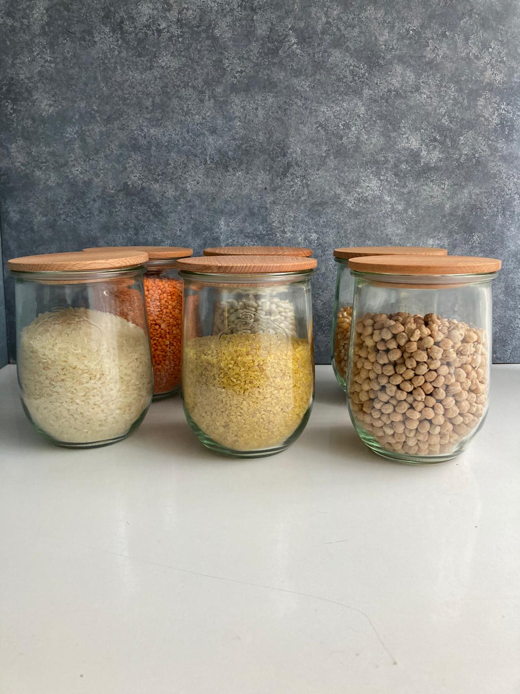 Weck 1062 Ml Lale Ahşap Kapaklı Vakumlu Saklama Kavanozu ( 6 Adet )