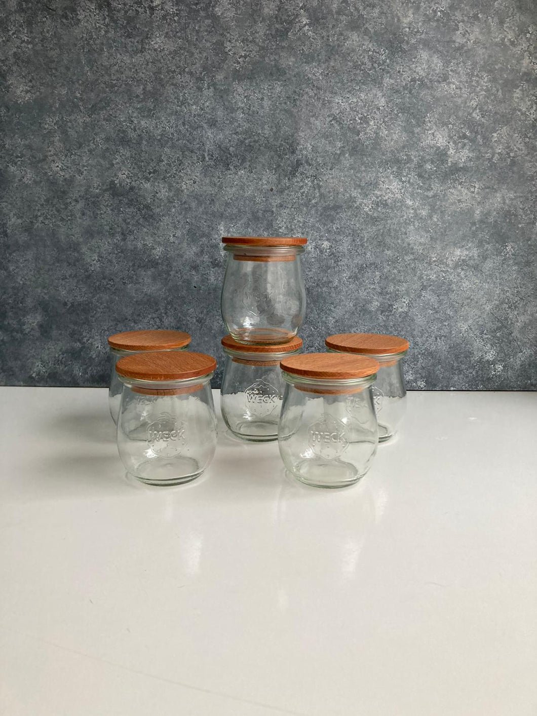 Weck 220 ml  Ahşap Kapaklı Lale Saklama Kavanoz Set ( 6 Adet )