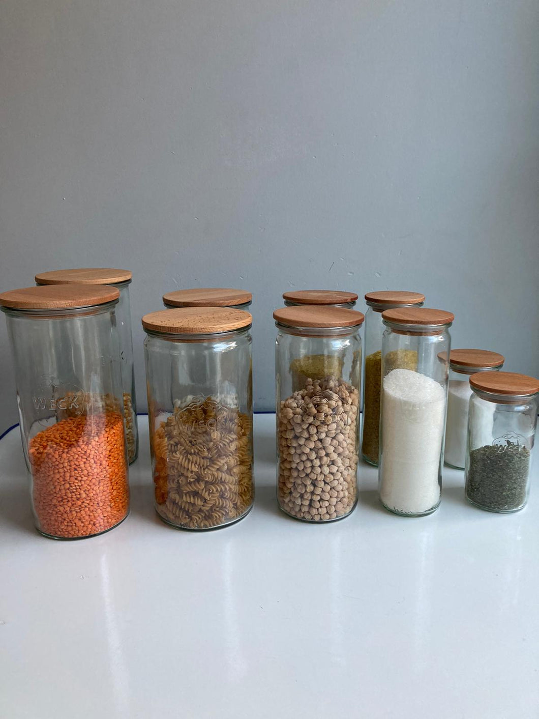 Weck Ahşap Kapaklı Silindir Kiler Set ( 10 Adet )